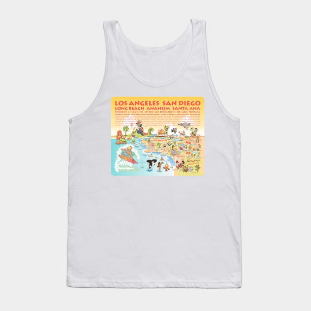 Sunny Southern California with List of Cities Tank Top by Lines